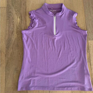 Court Haley Womens Scalloped Polo Purple Medium